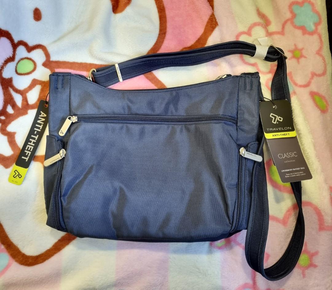 Travelon Classic Crossbody Bucket Bag Anti-Theft,Purple,14