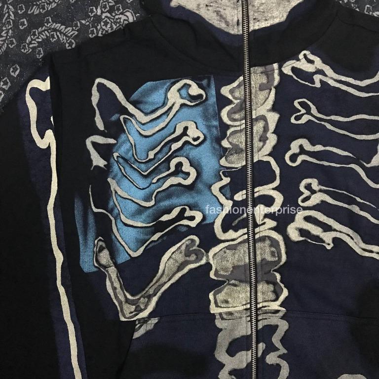 Cactus Jack by Travis Scott For Fragment Skeleton Graffiti Full Zip Hoodie  'Black