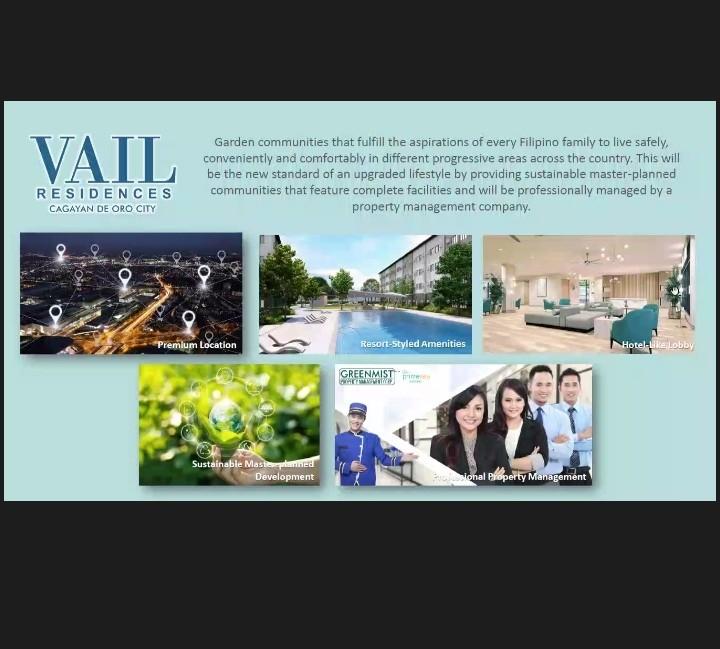 VAIL RESIDENCES (Category: Apartments & Condos) located in Marawi City. Submitted by happytree.02a98c (Listing ID 1162156096, Image 3). Description: Mid Rise condo, resort styled and designed in a premium location. At the back side of SM UPTOWN in Cag De Oro City..