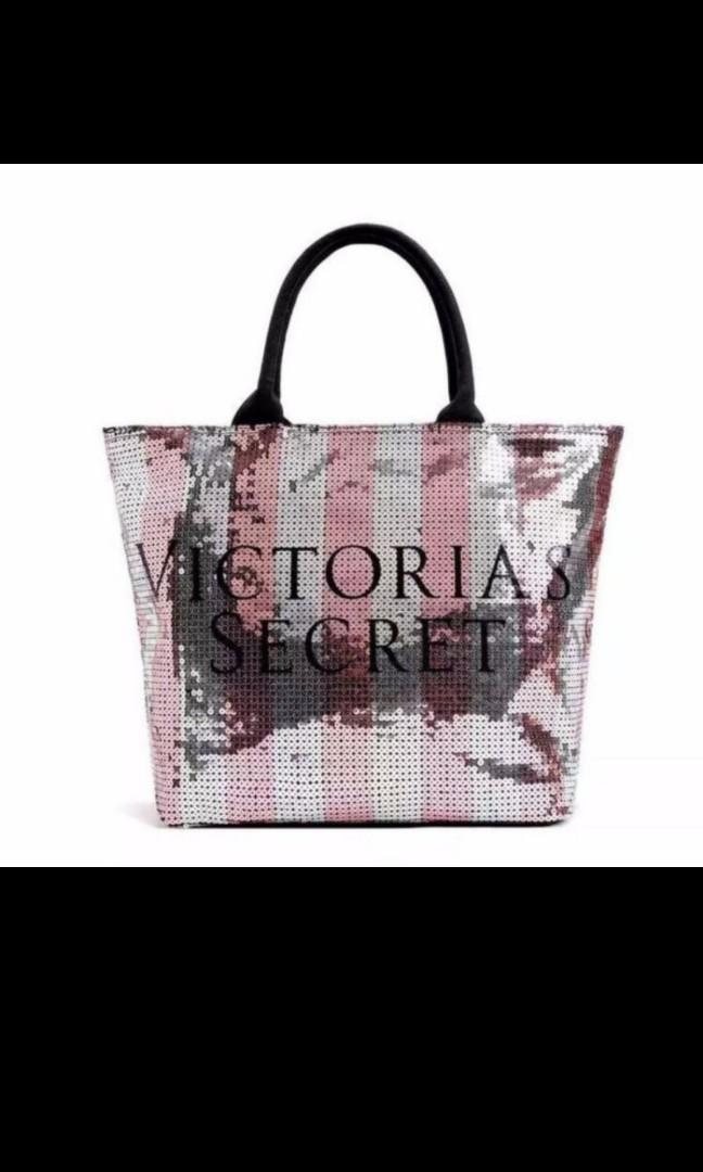 Victoria's Secret, Bags, Victorias Secret Black Friday Sequin Logo Tote  Baglargexl Nwt