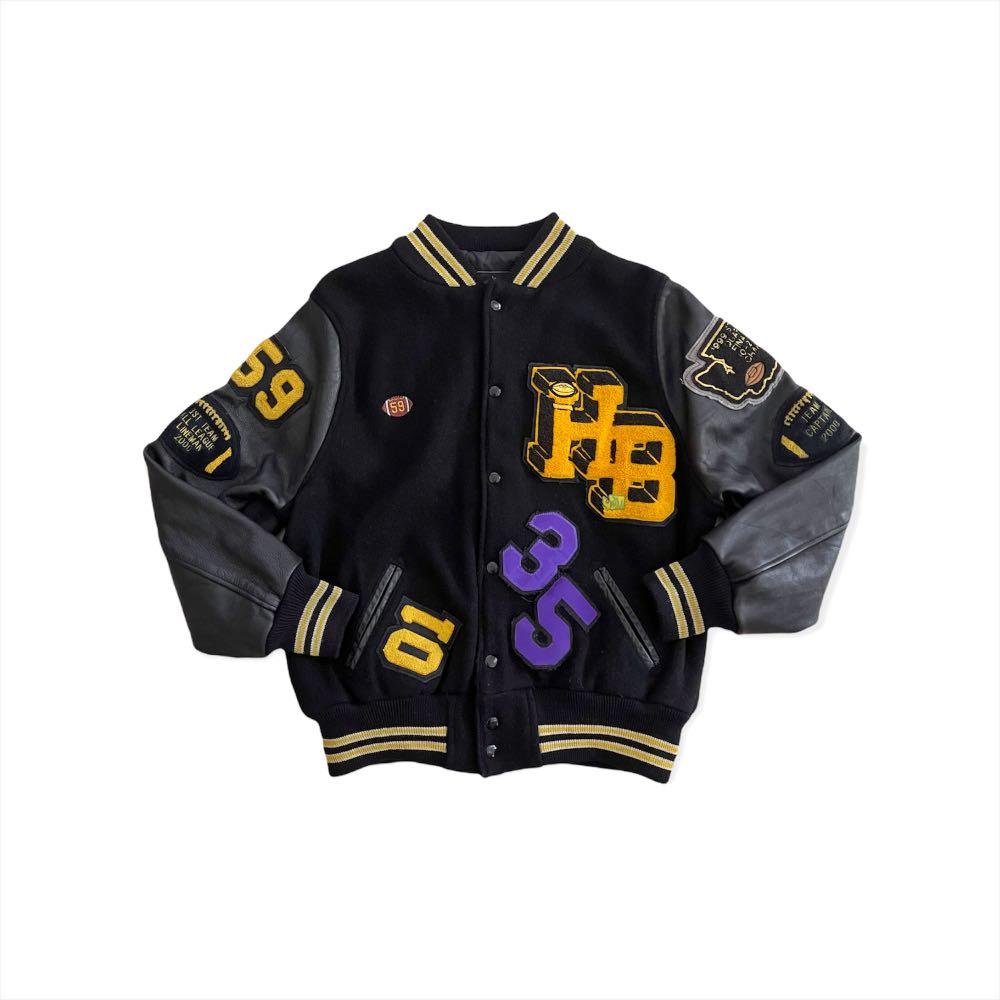 New Leather Embroidered Varsity Jacket, Men's Fashion, Coats, Jackets and  Outerwear on Carousell