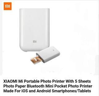 XIAOMI MI Portable Photo Printer With 5 Sheets Photo Paper Bluetooth Mini Pocket Photo Printer Made For iOS and Android Smartphones/Tablets