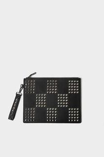 Zara black document wallet with studa