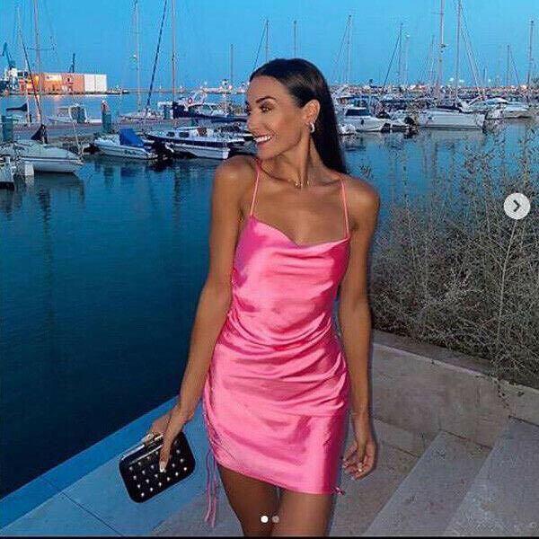 fuchsia satin dress zara ZARA FEATHERED SATIN LONG DRESS FUCHSIA NEW SS25 SIZES XS-XL REF. 7602/484