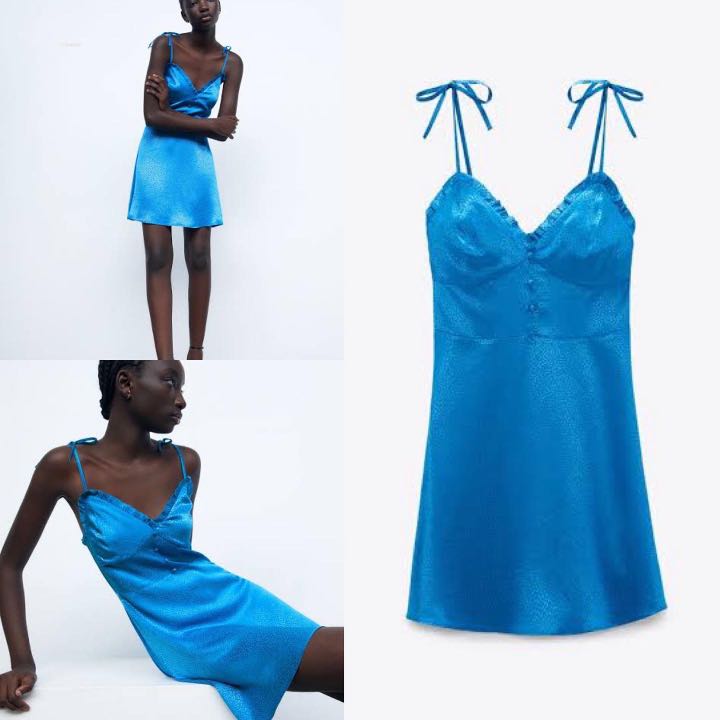 zara satin effect mini dress, Women's Fashion, Dresses & Sets, Dresses