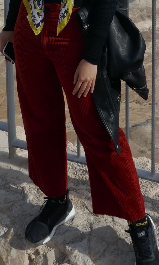 Zara velvet burnt orange pants, Women's Fashion, Bottoms, Other Bottoms