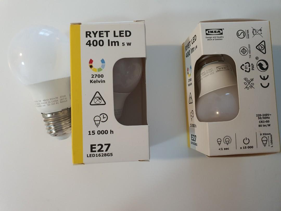 x IKEA Ryet LED 400lm lumen bulb, Furniture & Home Living, & Fans, Lighting on Carousell