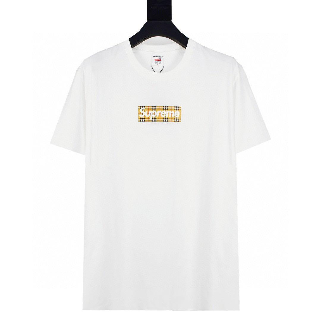 👕潮牌Supreme 22ss Burberry Box Logo Tee 聯名短袖T恤黑色/白色S-XL