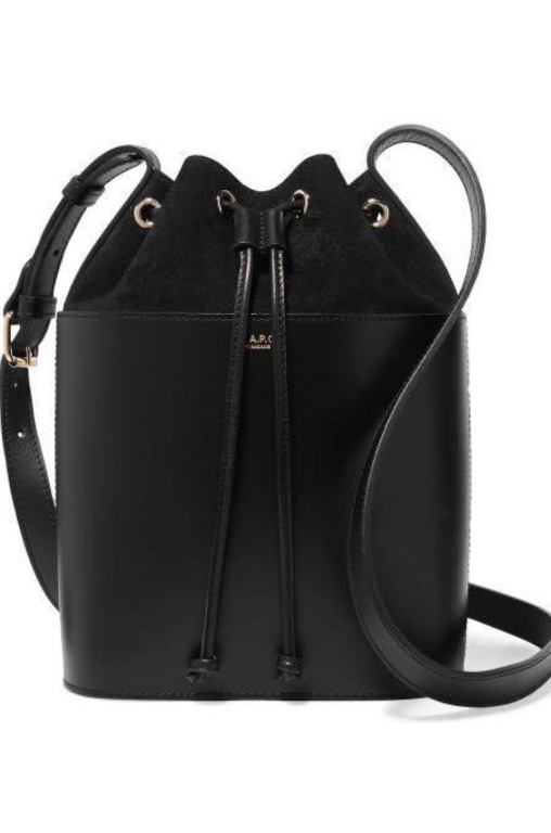 A.P.C. Claire Leather And Suede Bucket Bag In Black