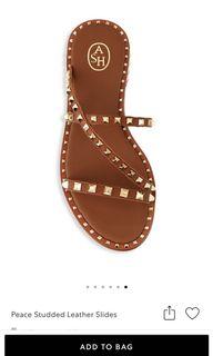 Ash brown Peace Studded Leather Slides