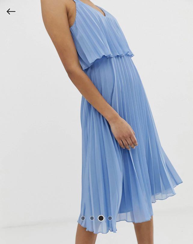 Pleated crop shop top midi dress