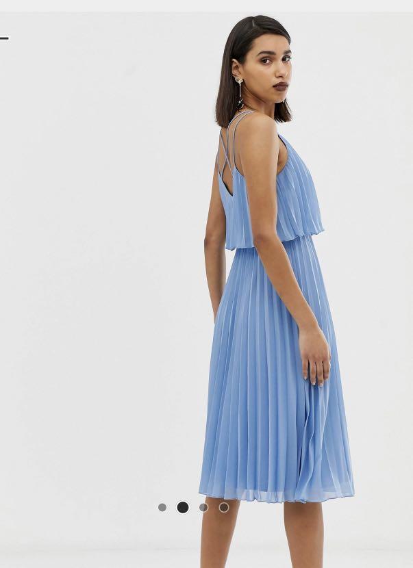 Pleated crop clearance top midi dress