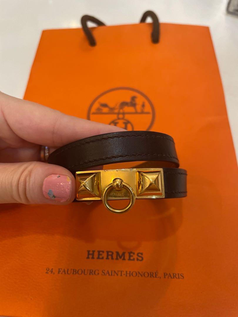 Hermes Rivale Double Tour (Stamp R Square), Sanguine Color Leather, Gold  Hardware, with Dust Cover & Box
