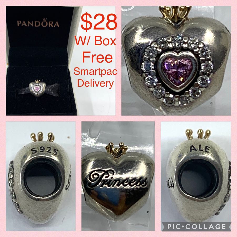 Pink princess heart charm sales