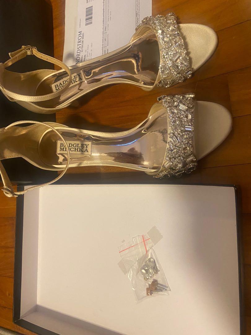 Brand New Badgley Mischka Lara Crystal Ivory Satin Sandals