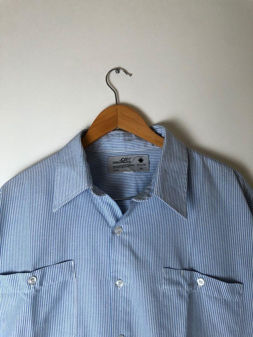 Canadian Uniform Limited Blue Stripe Long Sleeve Overshirt, Men's ...