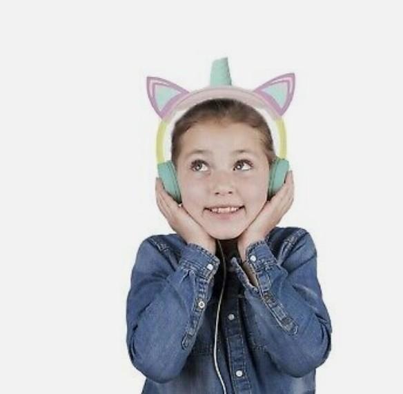 Cartoon Funny Kids Headphone Unicorn Wired Headphones Led Light Up Girl