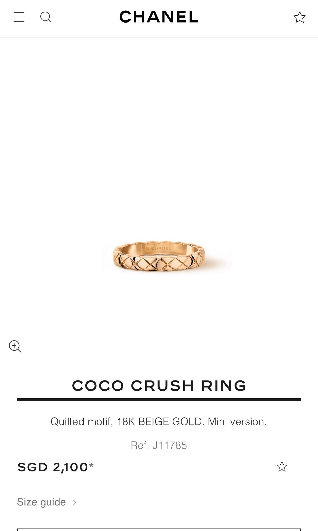 Chanel coco crush ring price hot sale