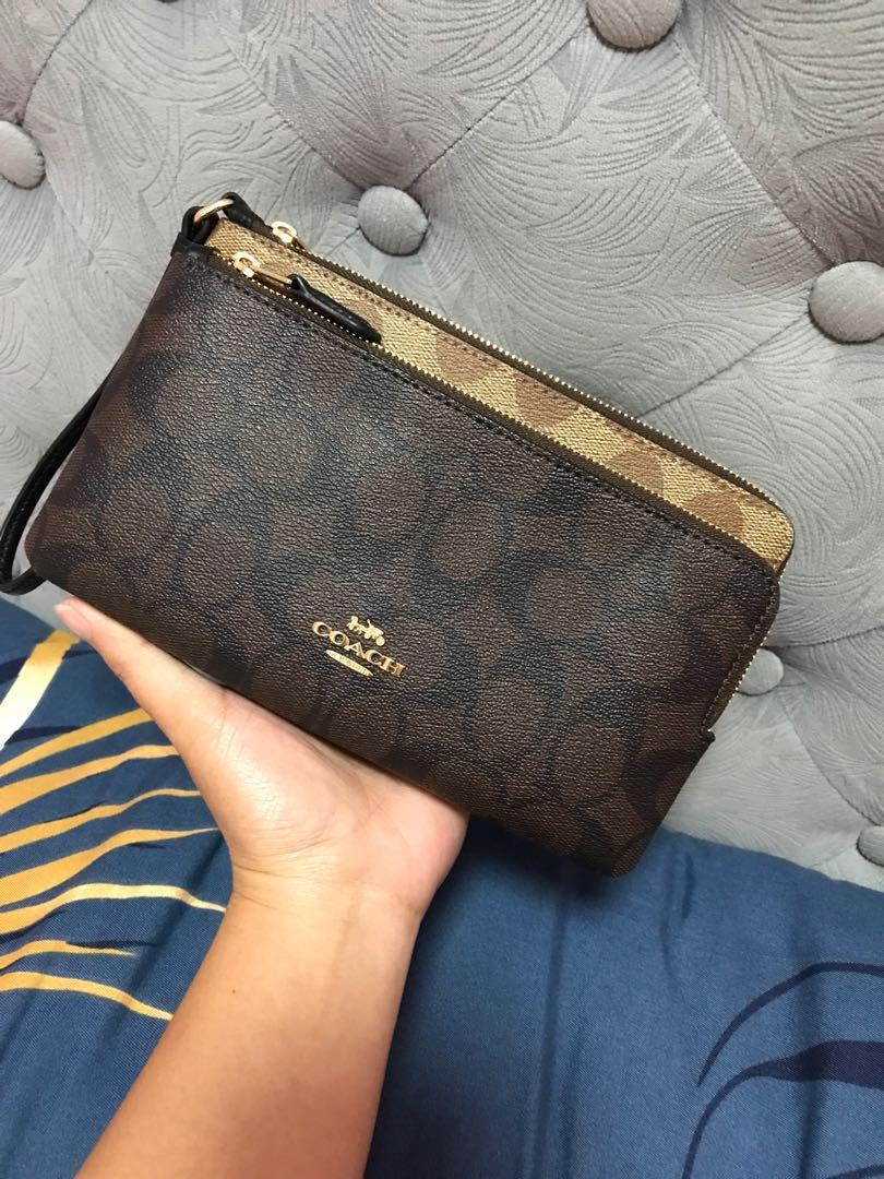 Coach large double zip wristlet hotsell