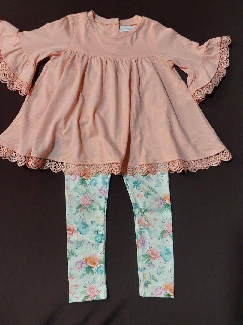 Flowy top with leggings set for girls, Babies & Kids, Babies & Kids Fashion  on Carousell