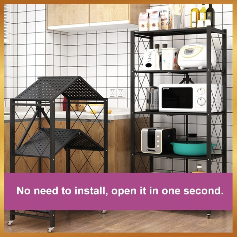 Folding Storage Rack with Wheel Movable for Kitchen Rack Living Room ...
