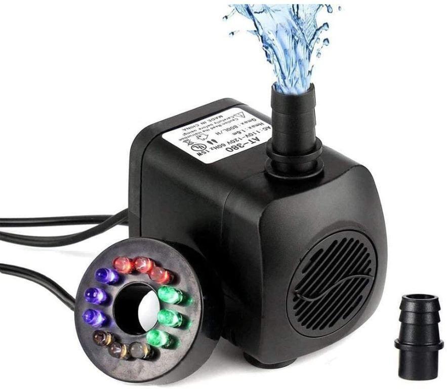 Submersible Water Pump With 12 LED Light For Fountain Pool Garden Pond   ##Q
