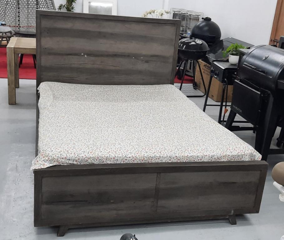 Harvey Norman Gray Wood Panel Bed Frame, Furniture & Home Living