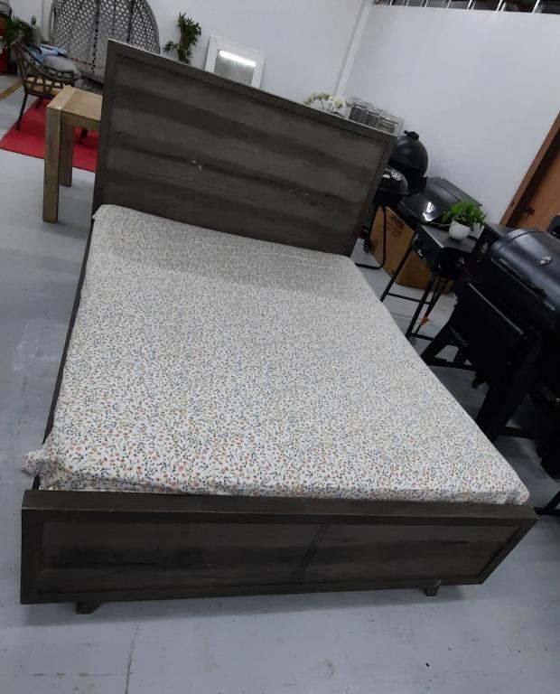 Harvey Norman Gray Wood Panel Bed Frame, Furniture & Home Living