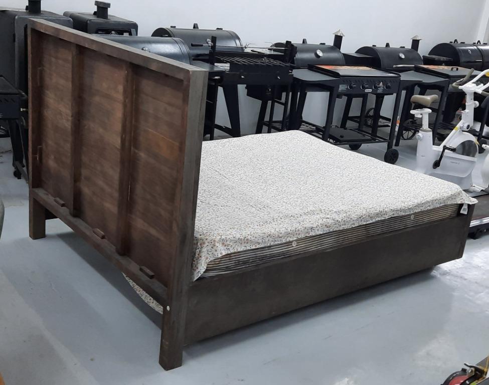 Harvey Norman Gray Wood Panel Bed Frame, Furniture & Home Living