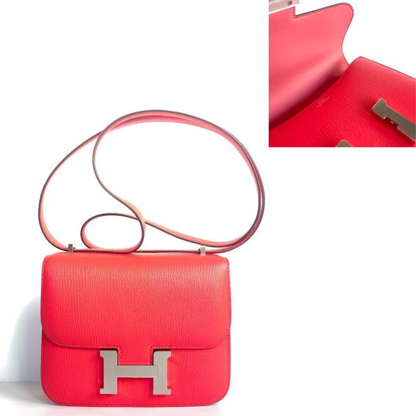 HERMES Chevre Mysore Constance 18 Rose Texas 842405