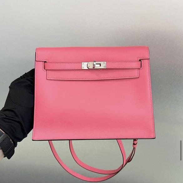 Hermes Kelly Pochette Rose Azalee Phw, Luxury, Bags & Wallets on Carousell