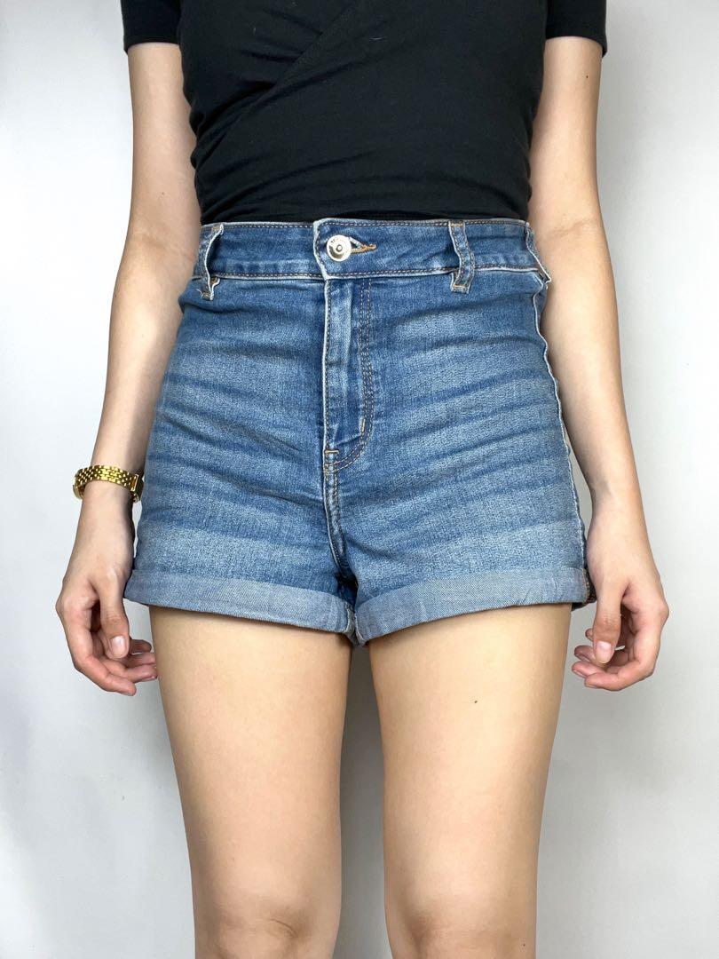 H M Divided High Waist Denim Shorts Women s Fashion Bottoms Shorts on Carousell