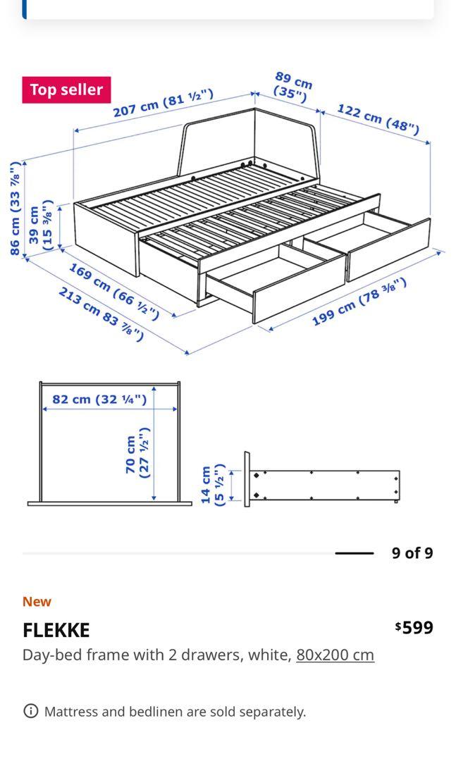 Ikea day bed Flekke (pull out, storage bed, single, mattress
