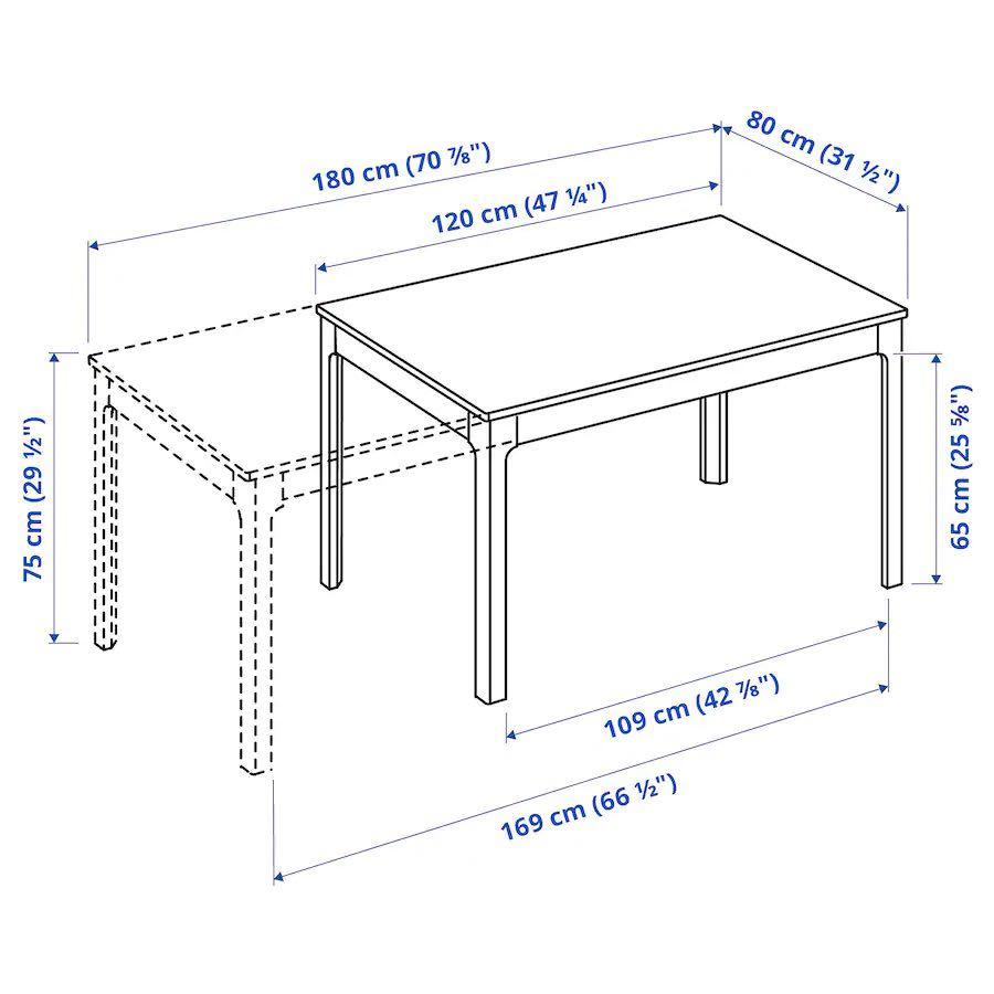 Ikea Ekedalen Extendable Table 120/180x80 cm, Furniture & Home
