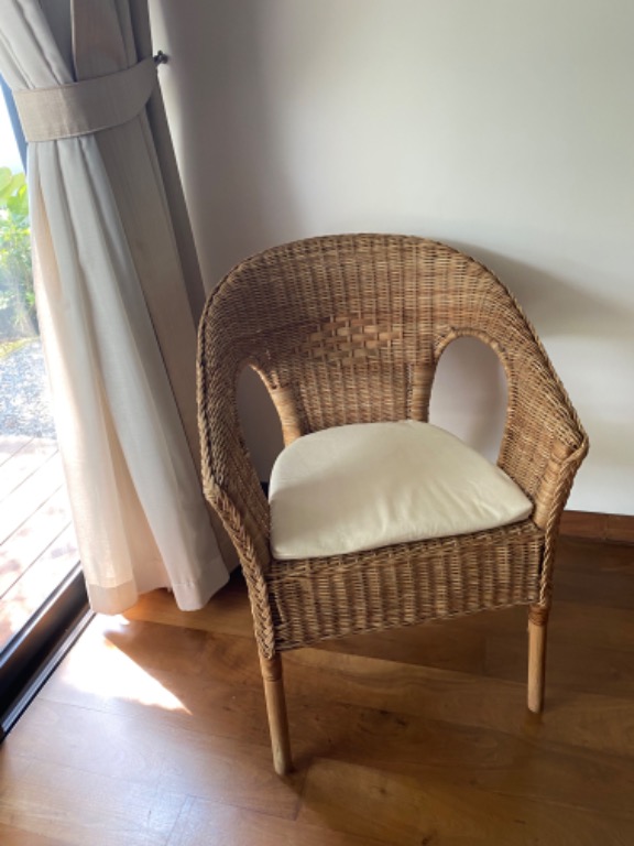 IKEA Rattan chair and cushion, Furniture & Home Living, Furniture