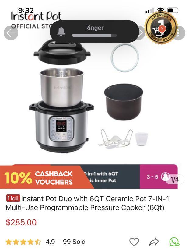 Duo Plus 9-in-1 Multi-Functional Smart Cooker with 6QT Ceramic Non-Stick Inner  Pot (6 QT/5.7 L) - Instant Pot Singapore