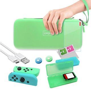 iPega PG-SW052 Switch Accessories Bundle 12 in 1 Essential Kit with Game Card Holder Cases + Thumb Grips + Screen Protector + Silicone Case + Type-C Cable + Carrying Bag Compatible with N-Switch