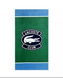 LACOSTE Club Cotton Colorblocked Logo Beach Towel