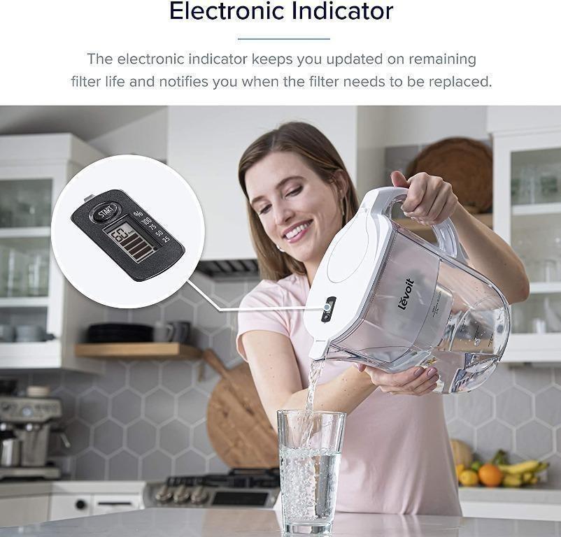 LEVOIT Water Filter Pitcher 10 cup with Electronic Indicator, Reduce