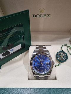 LNIB Rolex Datejust 41 126334 Azzurro Blue Roman Dial Oyster, comes with full protection film