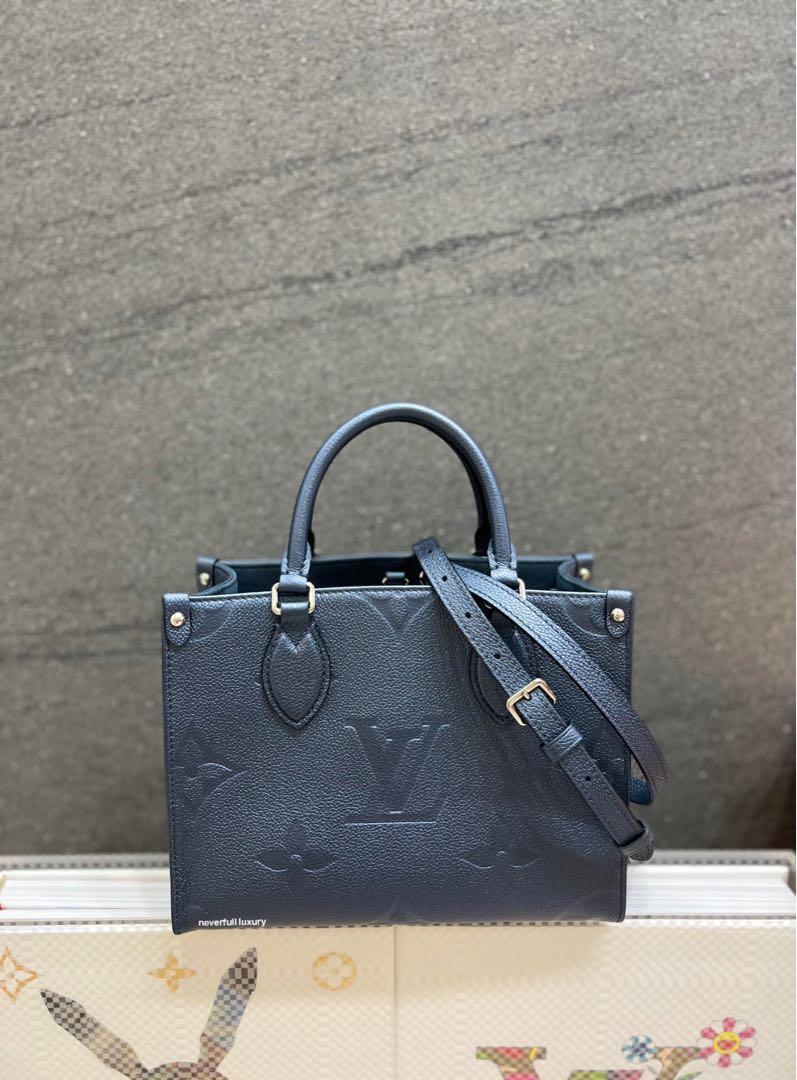 Louis Vuitton OnTheGo PM Tote Bag Navy Blue Monogram Empreinte Leather –  EliteLaza