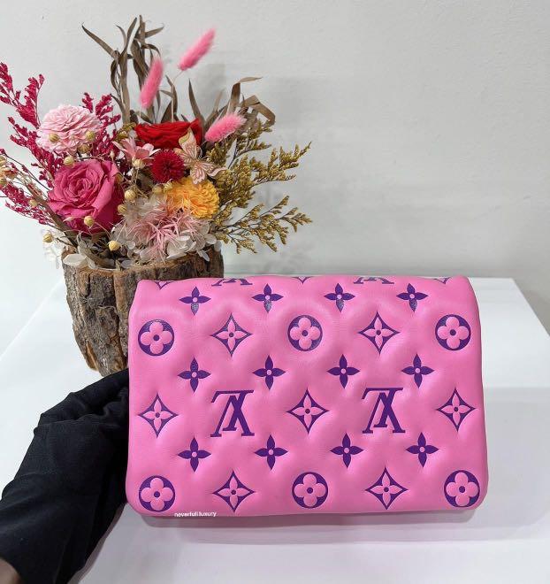 Louis Vuitton Pochette Coussin Pink/ Purple Monogram Embossed Lambskin Bag,  Luxury, Bags & Wallets on Carousell