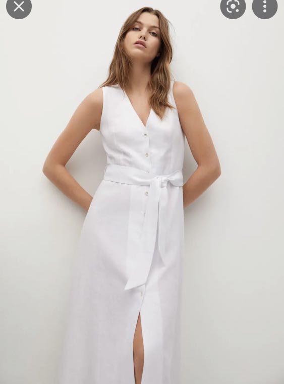 All white cheap linen dress