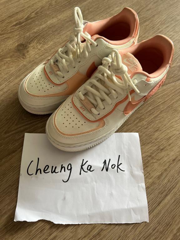 Nike Air Force 1 Low Shadow White Coral Pink (W) US6.5 UK4 EU37.5 23.5CM,  女裝, 鞋, 波鞋- Carousell