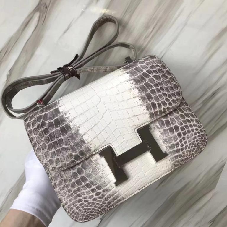 Noble Hermes Himalaya Crocodile Leather Constance24CM Shoulder Bag Silver  Hardware, 名牌, 手袋及銀包- Carousell