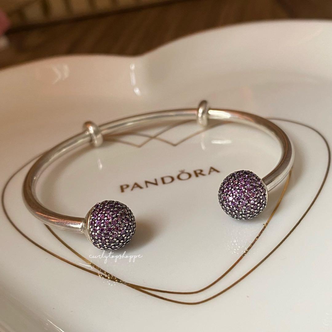 Pandora Open Bangle with Fancy Purple End Caps Women s Fashion