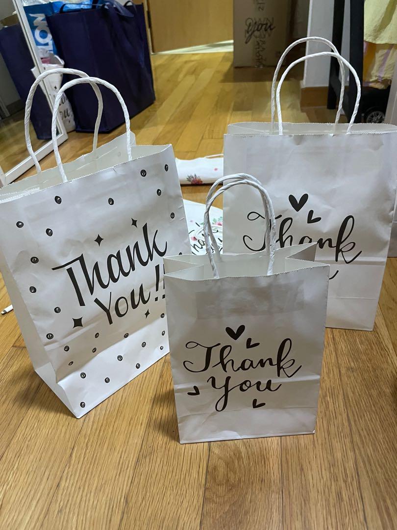 Thank You Kraft Gift Bags with Tissue Paper (Rose Gold Foil, 15