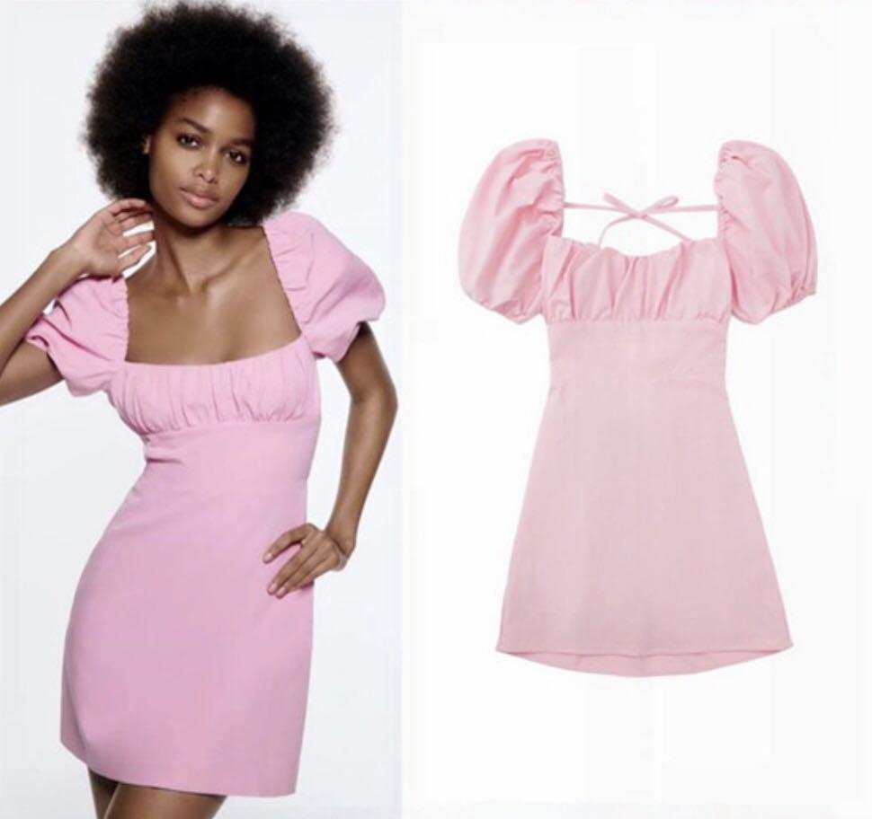 Pink tie back mini dress Women s Fashion Dresses Sets Dresses