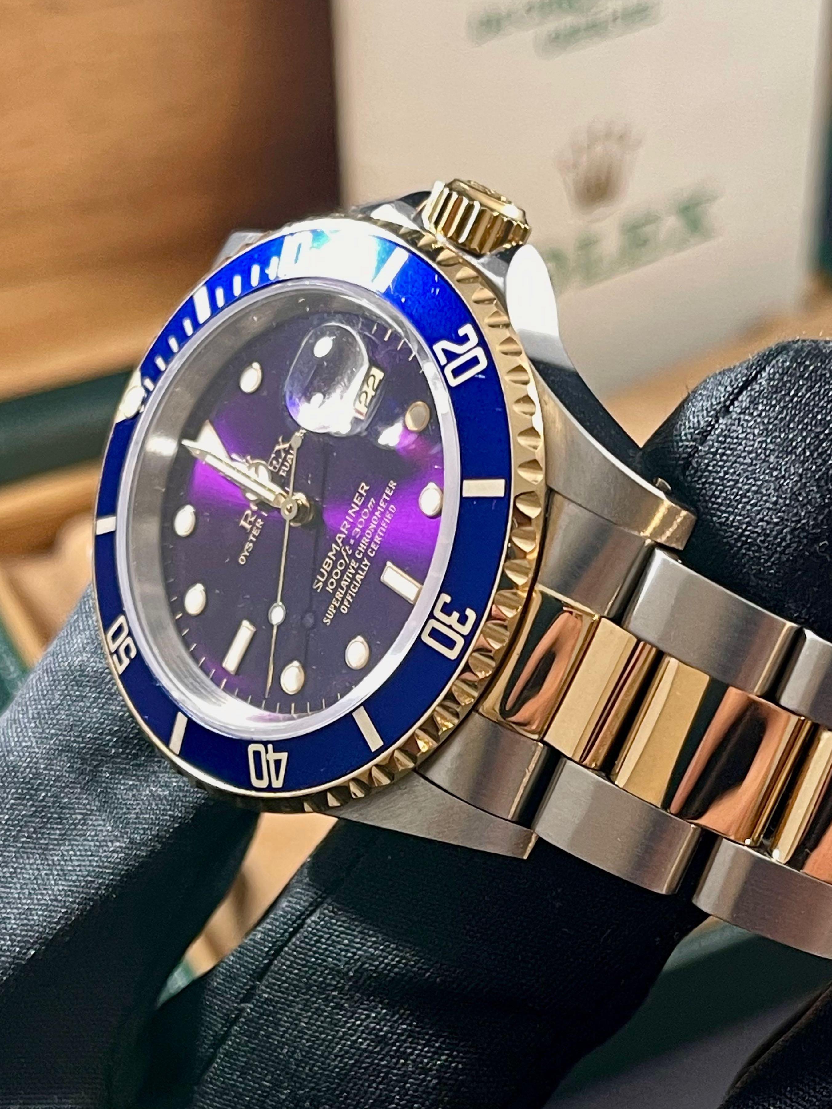 Purple Dial) Rolex Submariner Date 16613 SET, Luxury, Watches on