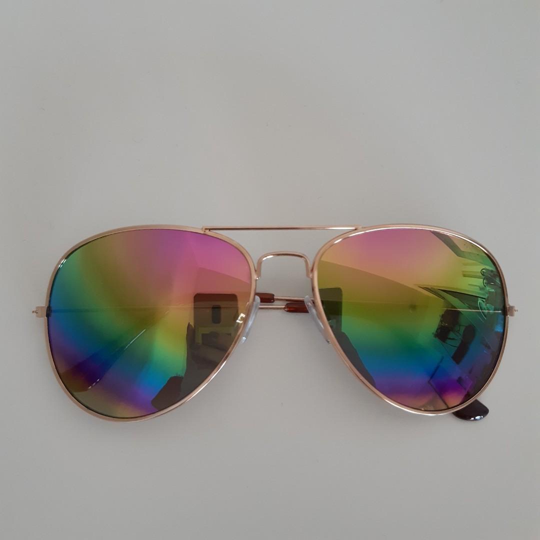 John Lennon Circle Lens mirrored Mirror Lens Wire Rim Round Sunglasses Gold  Rainbow - Walmart.com